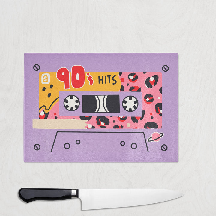 Lilac 90s Hits Cassette Tape Chopping Board - Yililo