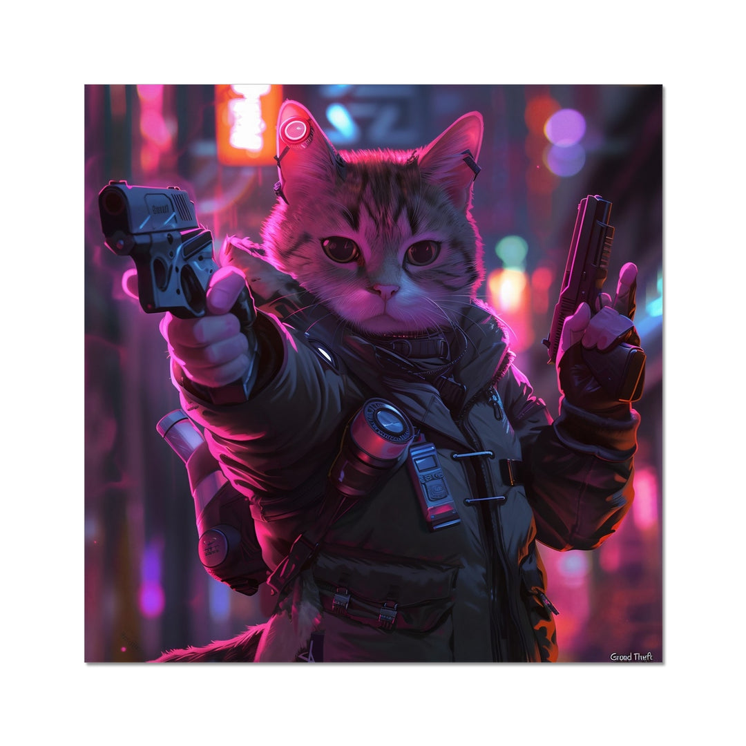 Grand Theft Kitty Fun Art Poster - Yililo