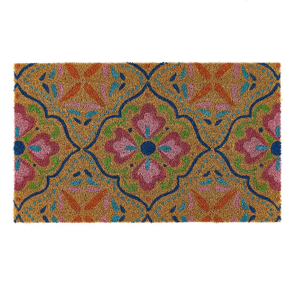 Colourful Bright Tile Coir Doormat 45x75