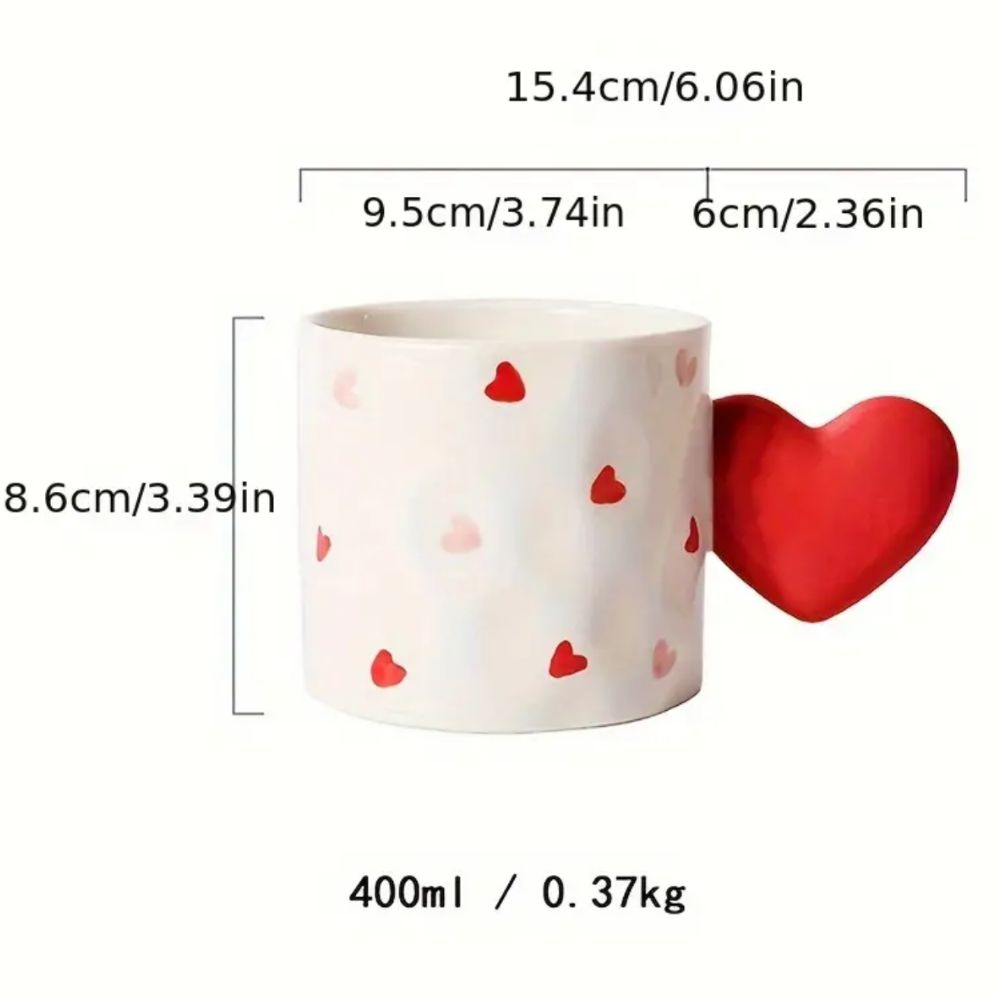 Red Heart Handle Heart Coffee Tea Mug