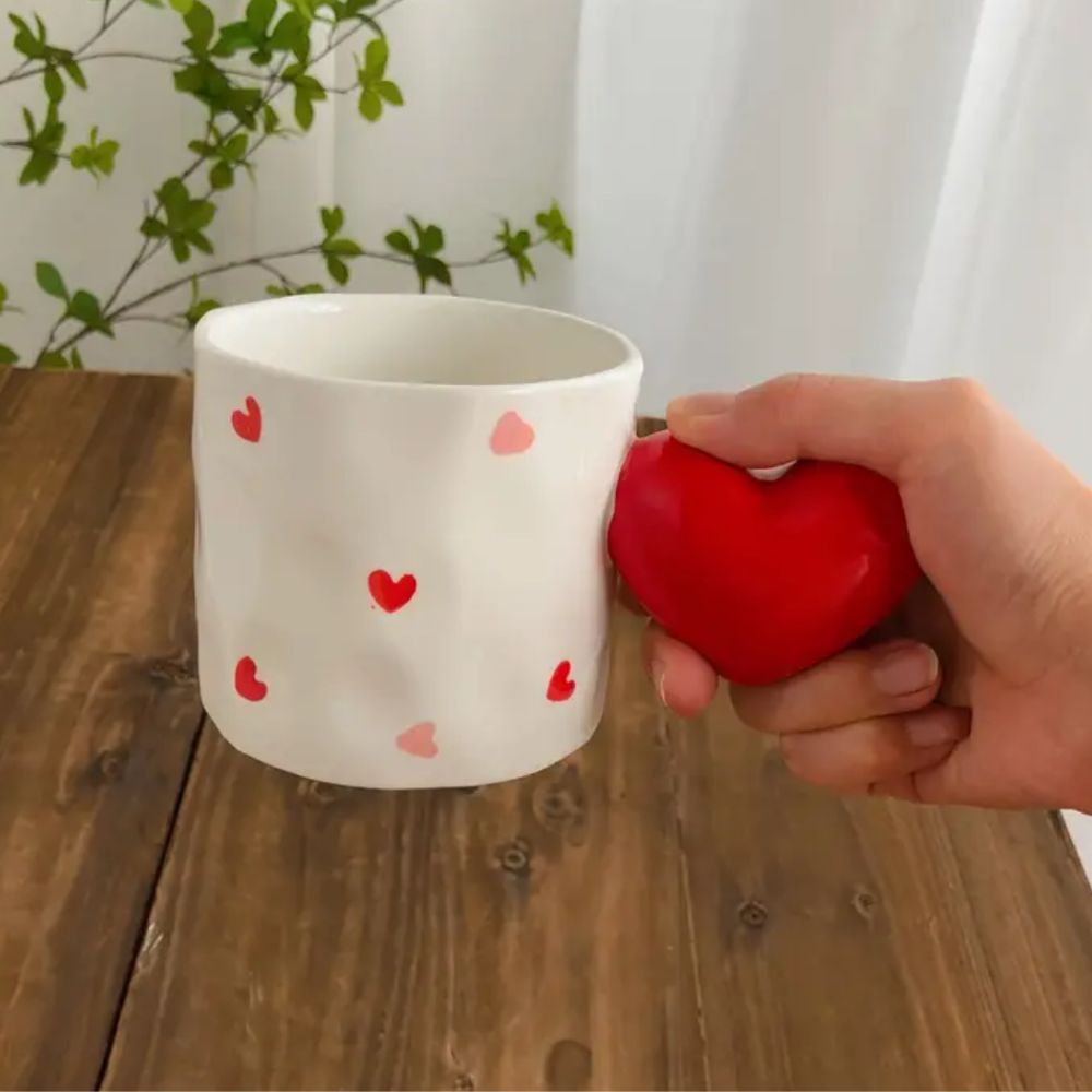 Red Heart Handle Heart Coffee Tea Mug - Yililo