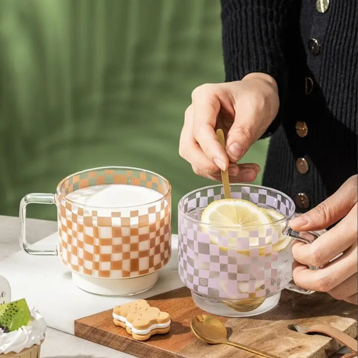 Clear Lilac Check Coffee Tea Mug