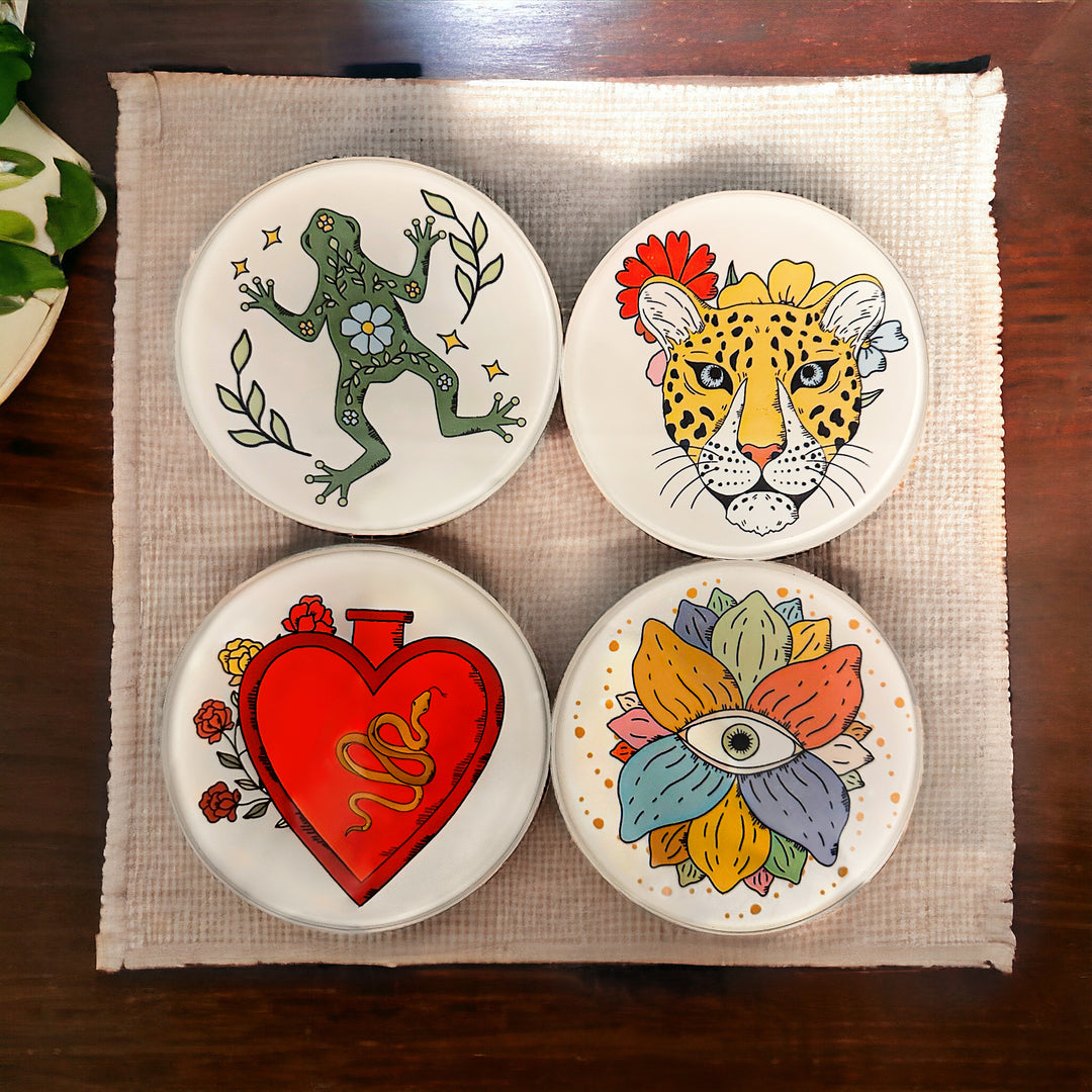 Mythical Collection 4 Piece Glass Coaster Set