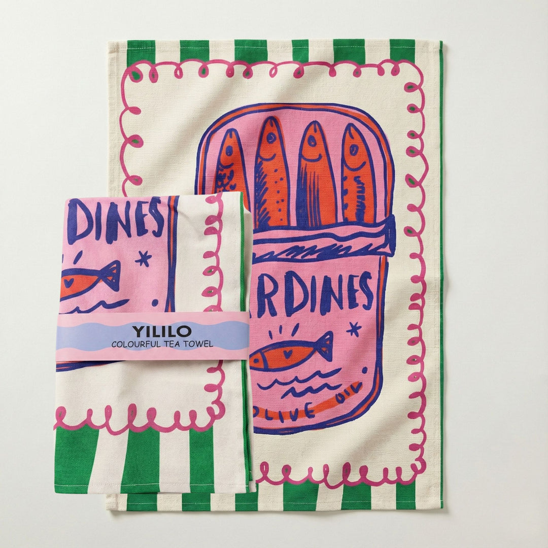 Sardines Tin Colourful Cotton Tea Towel