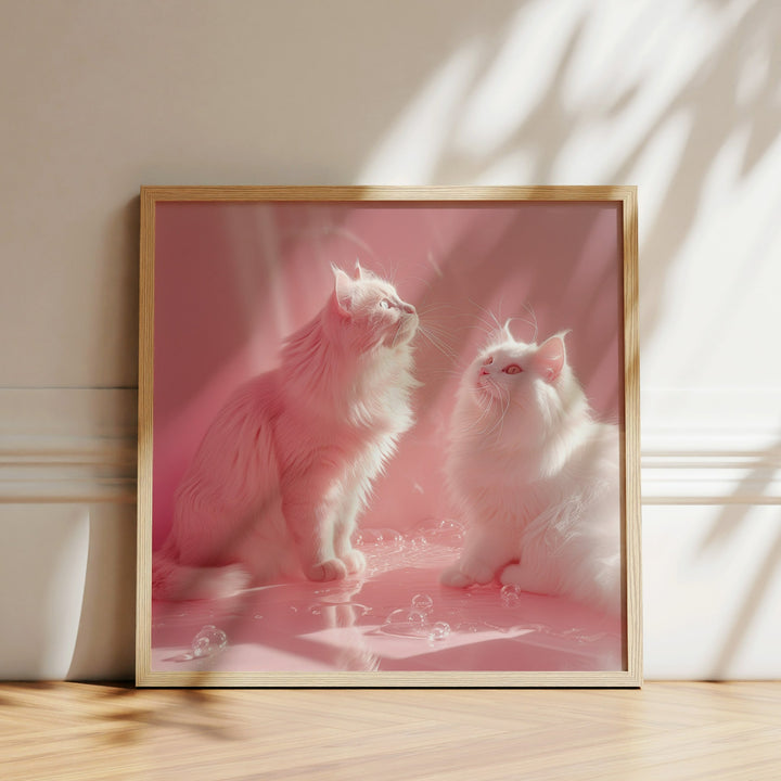 Cats Love Bubbles Fun Wall Art Poster