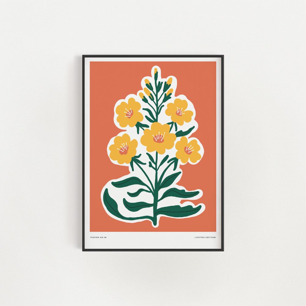 Das abstrakte Wandkunst-Poster mit gelben Blumen