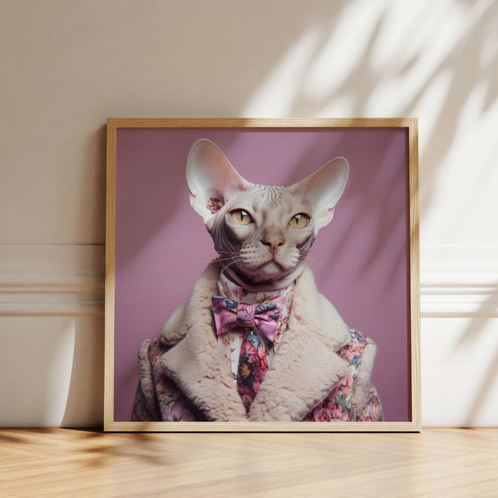 Cute Cat In A Bow Tie Funny Wall Art Poster - Yililo