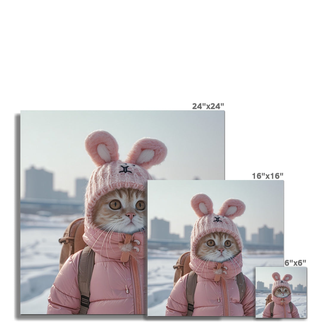 Rabbit Hat Cat Funny Wall Art Poster