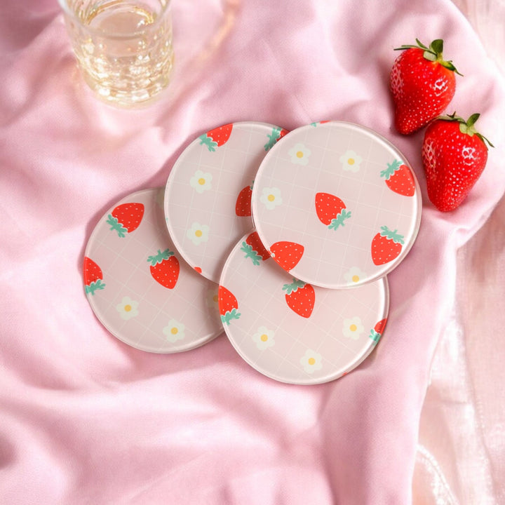 Strawberry Check Coasters