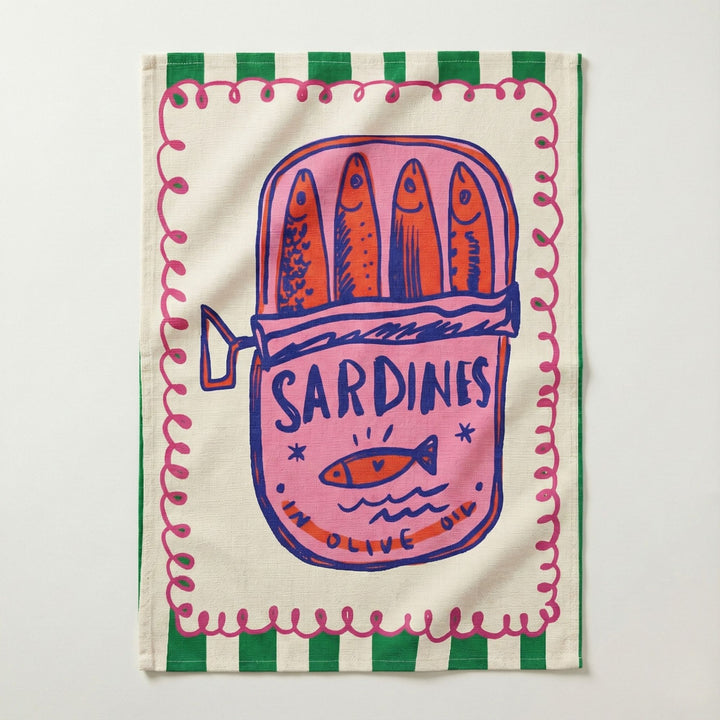Sardines Tin Colourful Cotton Tea Towel