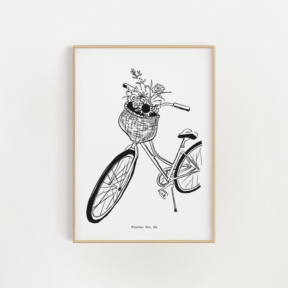 The Bike With Flowers Wall Art Poster - Yililo