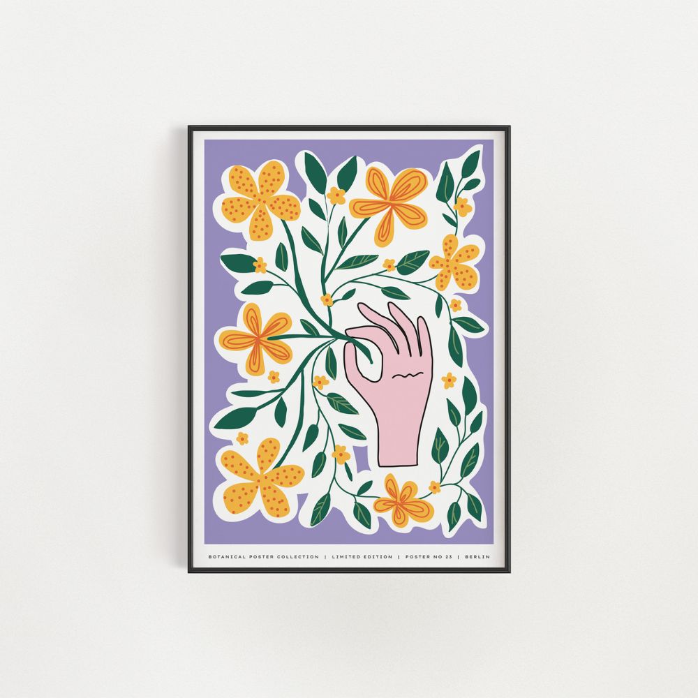 Botanical Poster Yellow Flowers Nordic Colourful Wall Art