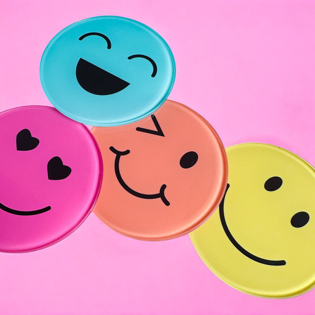 Colourful Emotion Smiley Coasters - Yililo