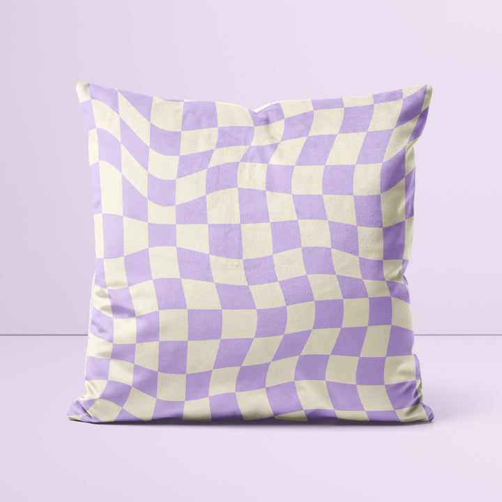 Lilac Check 90s Cushion