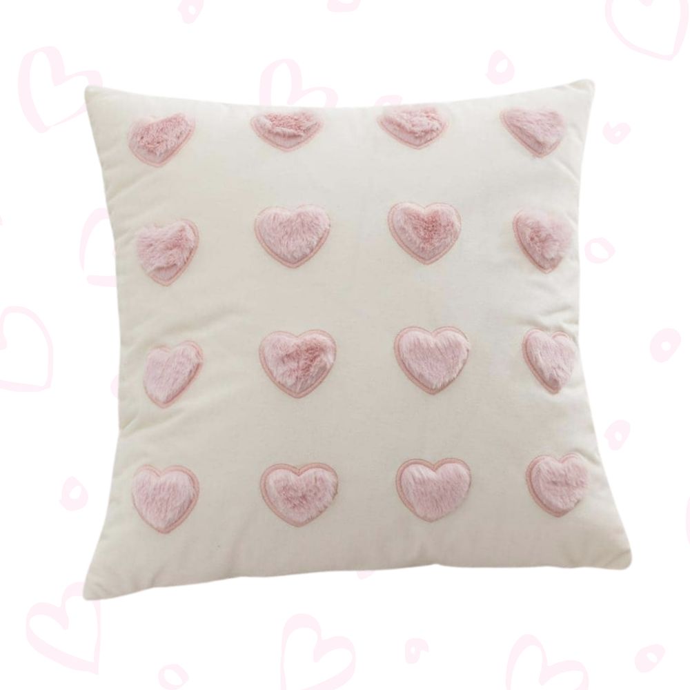 Fluffy 3D Pink Heart Cushion Covers 45CM - Yililo