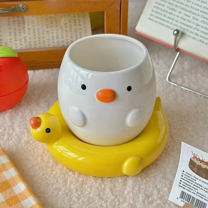 Adorable Duck Ceramic Mug with Yellow Floaty Base - Yililo