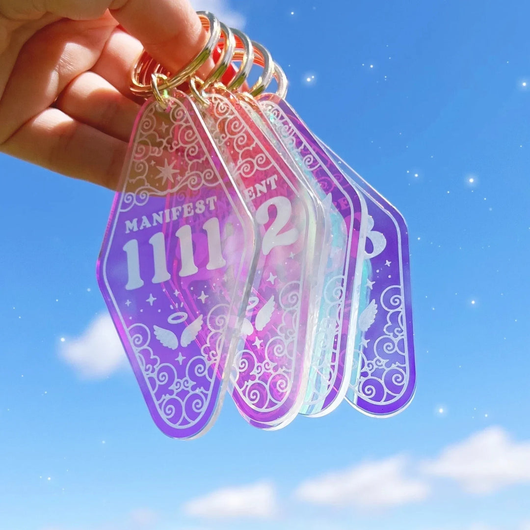 Angel Number Iridescent Motel Keychain - Yililo