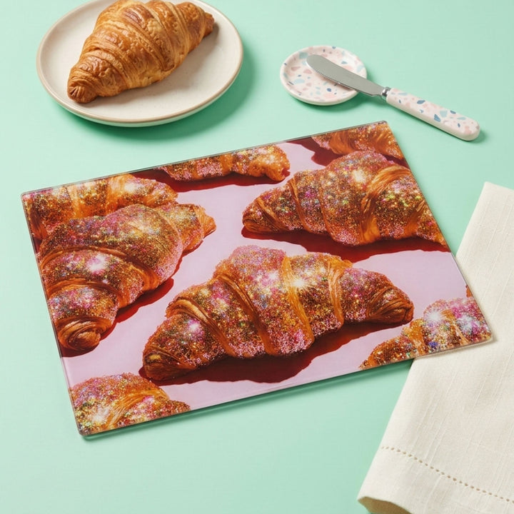 Glitter Croissant Glass Chopping Board