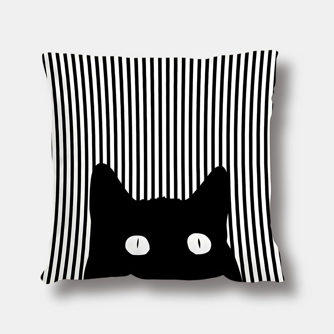 Black Cat Peekaboo Cushion Cover 45cm - Yililo