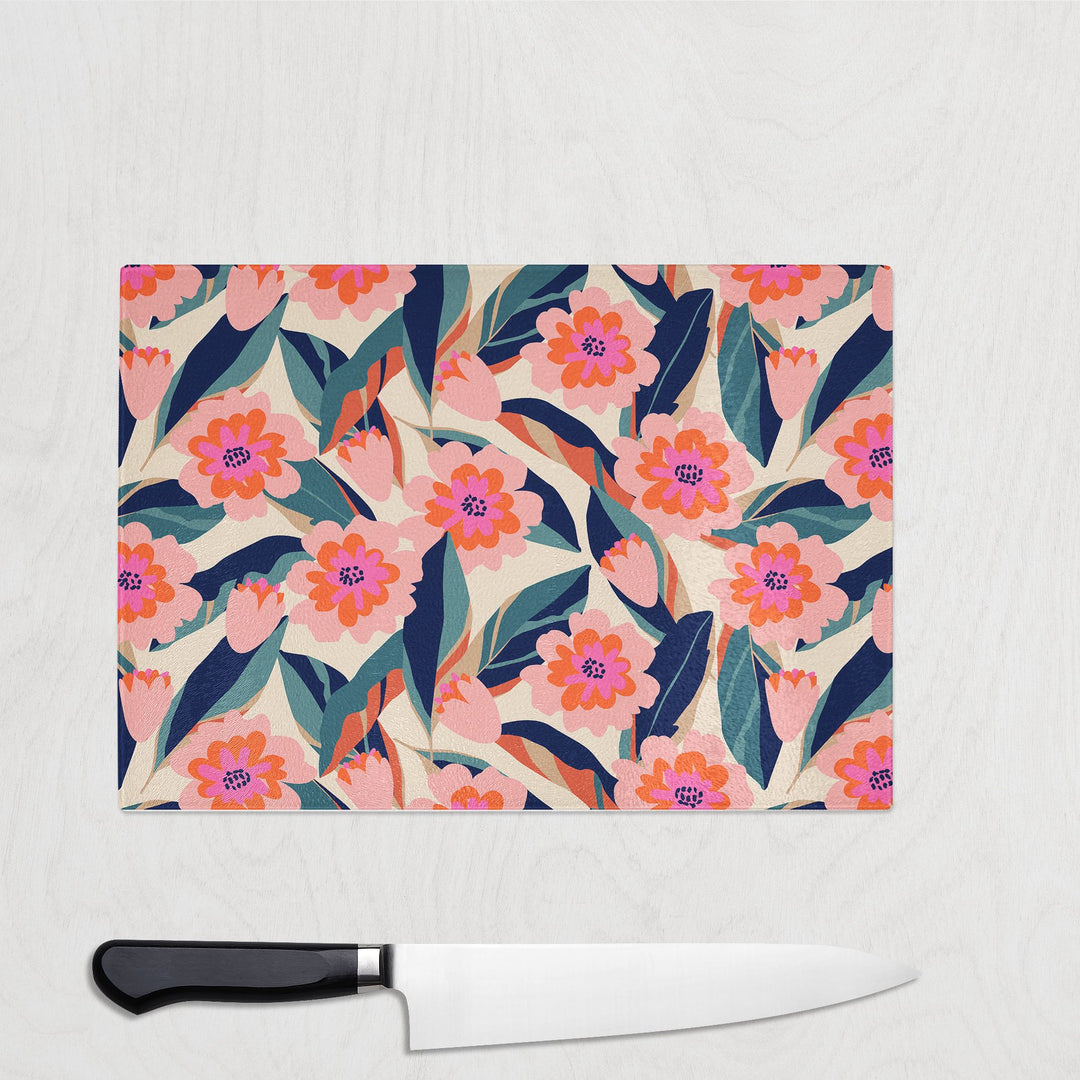 Blossom Garden Glass Chopping Board - Yililo