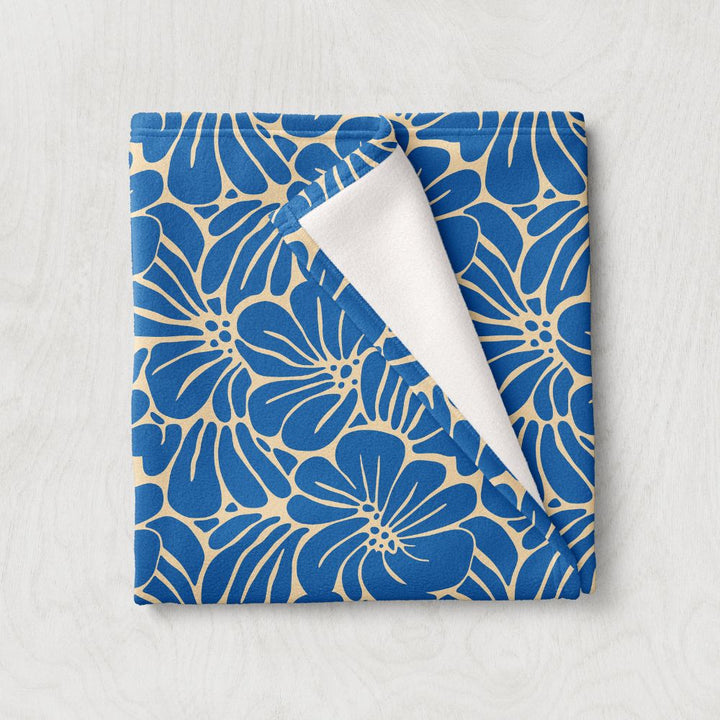 Bright Blue Flower Blanket Throw - Yililo