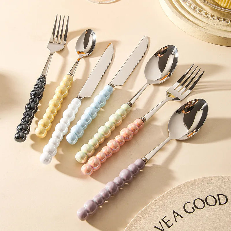 Bubble Cutlery White Set Of 4 - Yililo