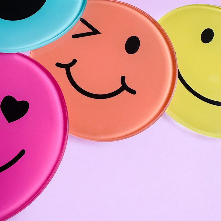 Colourful Emotion Smiley Coasters - Yililo