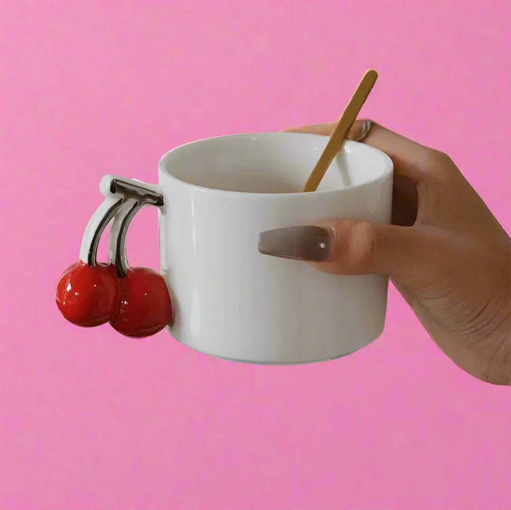 Cherry Handle Ceramic Mug - Yililo