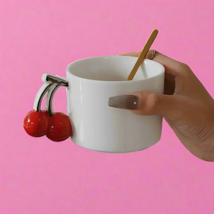 Cherry Handle Ceramic Mug - Yililo