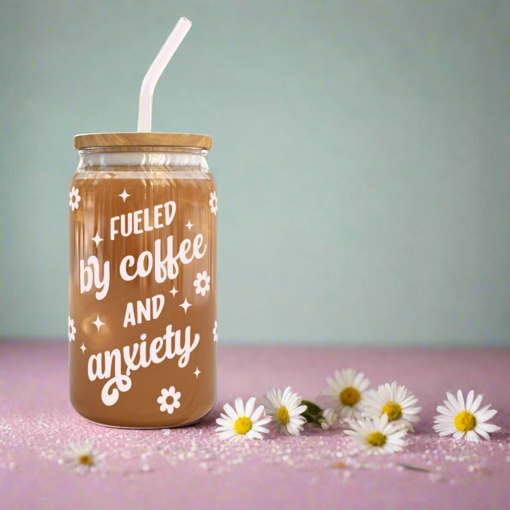 Coffee And Anxiety Libbey Glass Cup - Yililo