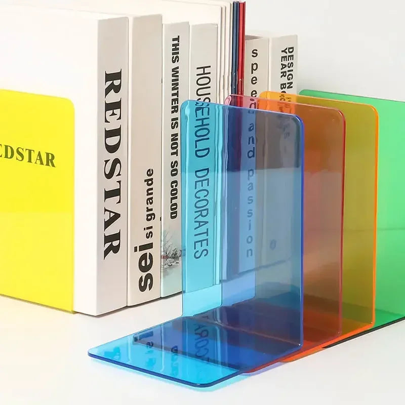 Colourful Acrylic Heavy Duty Bookends L- Shaped - Yililo