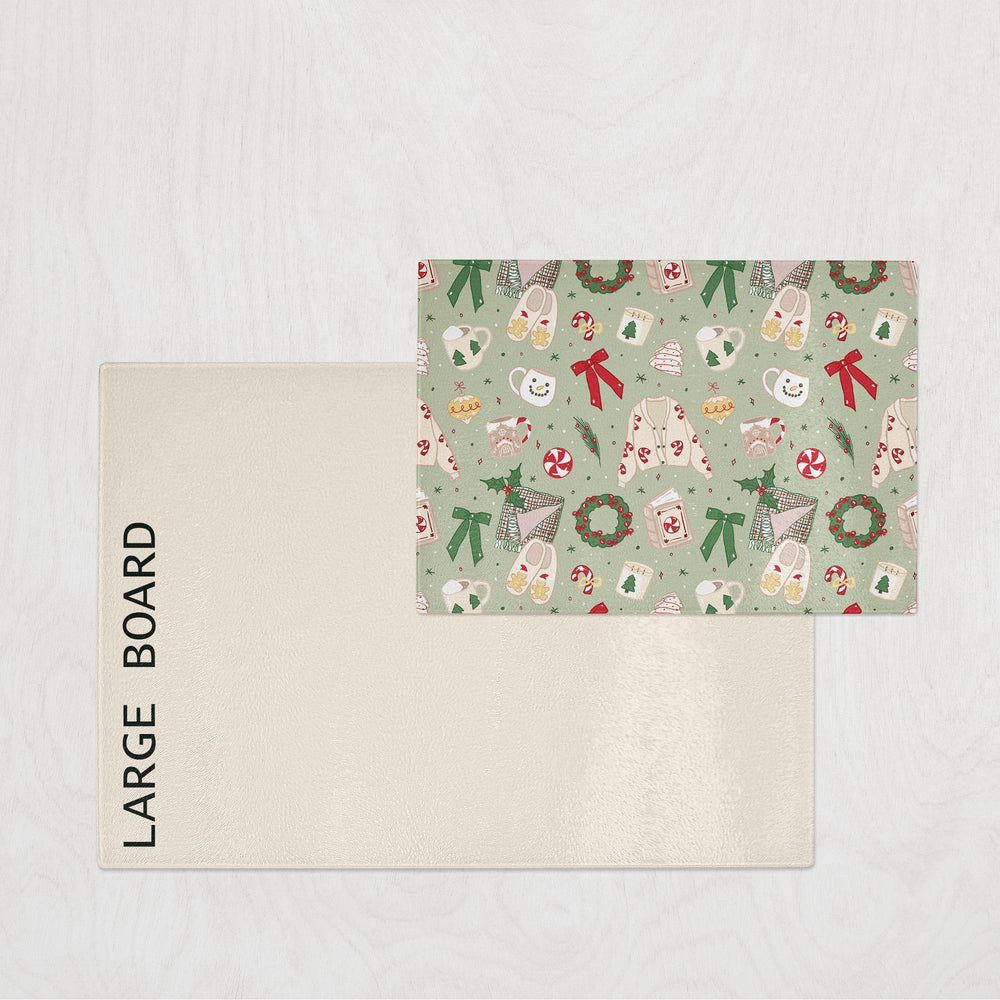 Floral patterned board and beige large board on a light gray background