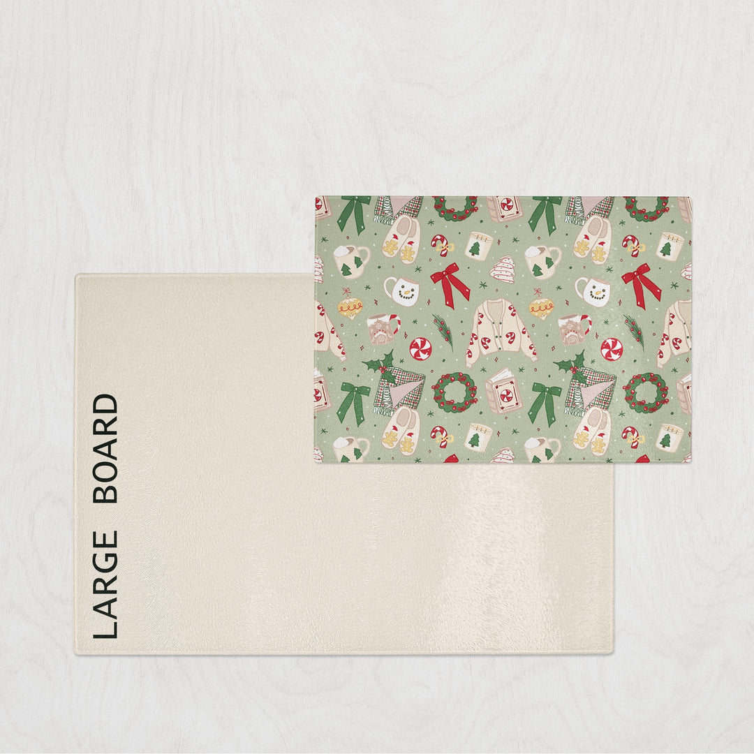 Floral patterned board and beige large board on a light gray background