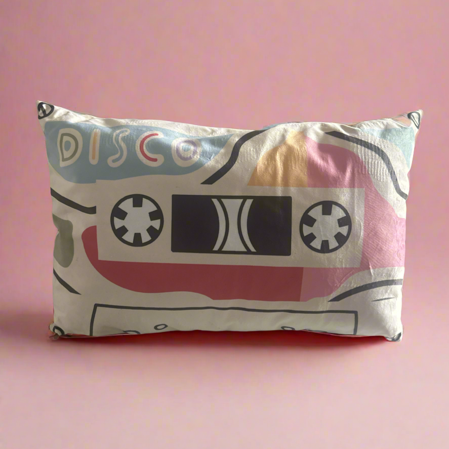 Cream Disco Cassette Tape Retro Cushion - SALE - Yililo