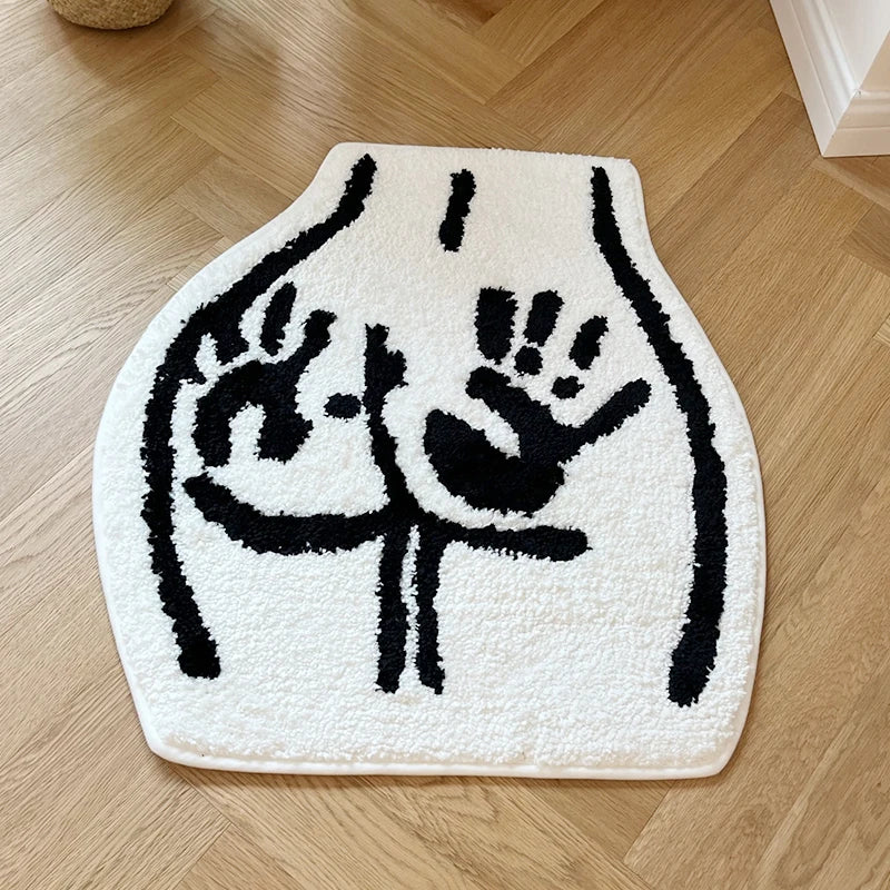 Curvy Butt Black And White Rug - Yililo