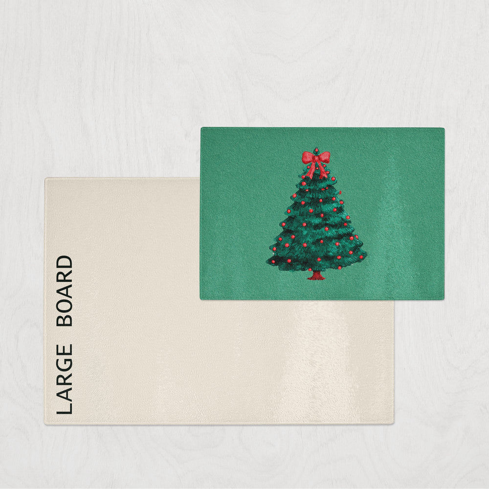 Large board with a Christmas tree design on a white background
