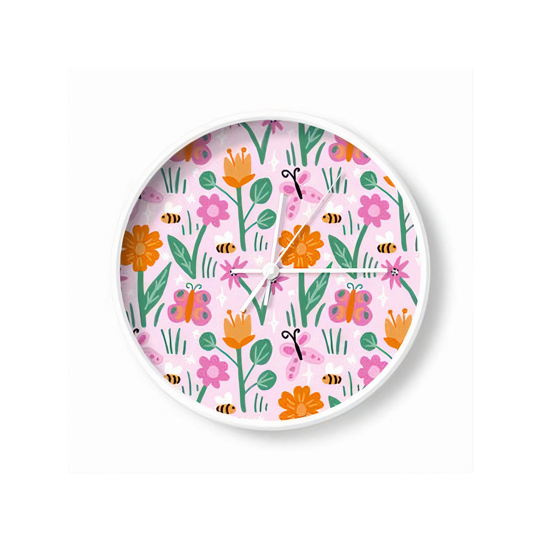 Ditsy Colourful Flower Wall Clock - Yililo