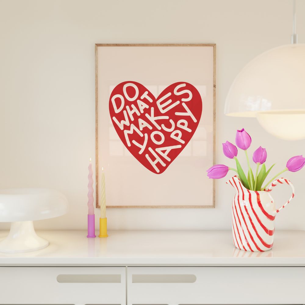 Do What Makes You Happy Heart Wall Art Poster - Yililo