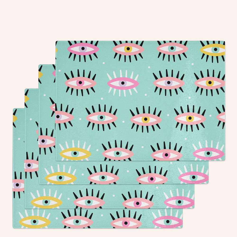 SET OF 4 GLASS PLACEMATS