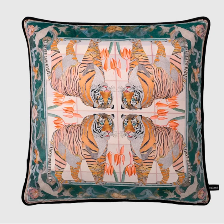 Emerald & Orange Tiger Cushion Cover - Yililo