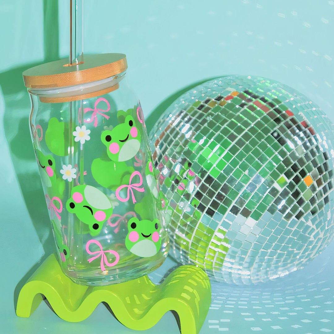 Frog Beer Can Libbey Glass Cup Kawaii - Yililo