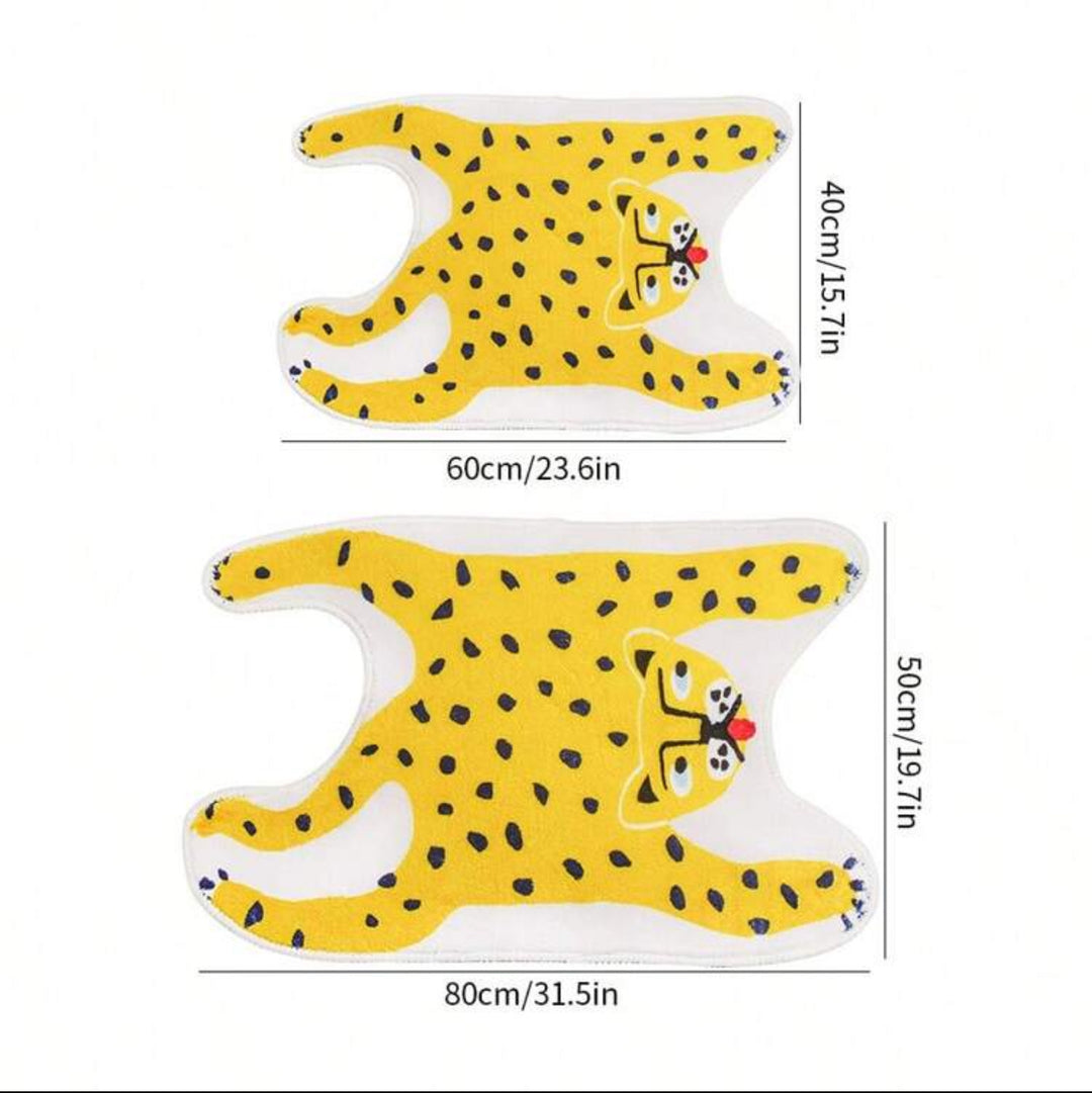 Pink Yellow Leopard Small Bath Floor Mat - Yililo