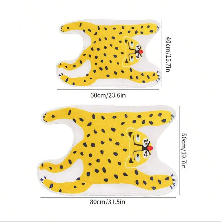 Pink Yellow Leopard Small Bath Floor Mat