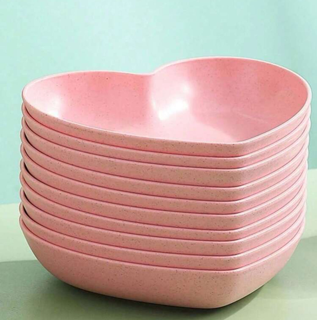 Lilac Pink Heart Snack Plate 4 Piece Set