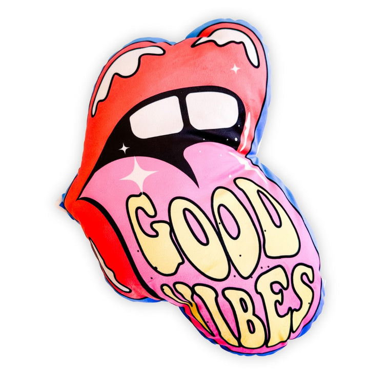 Good Vibes Mouth Novelty Shape Velvet Cushion - Yililo