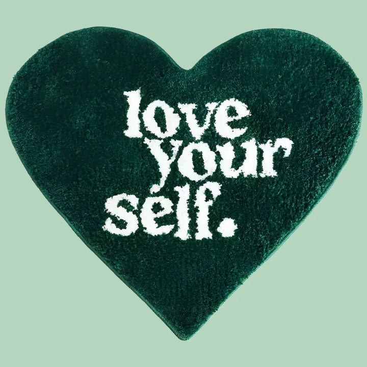 Green Love Your Self Heart Shape Rug - Yililo