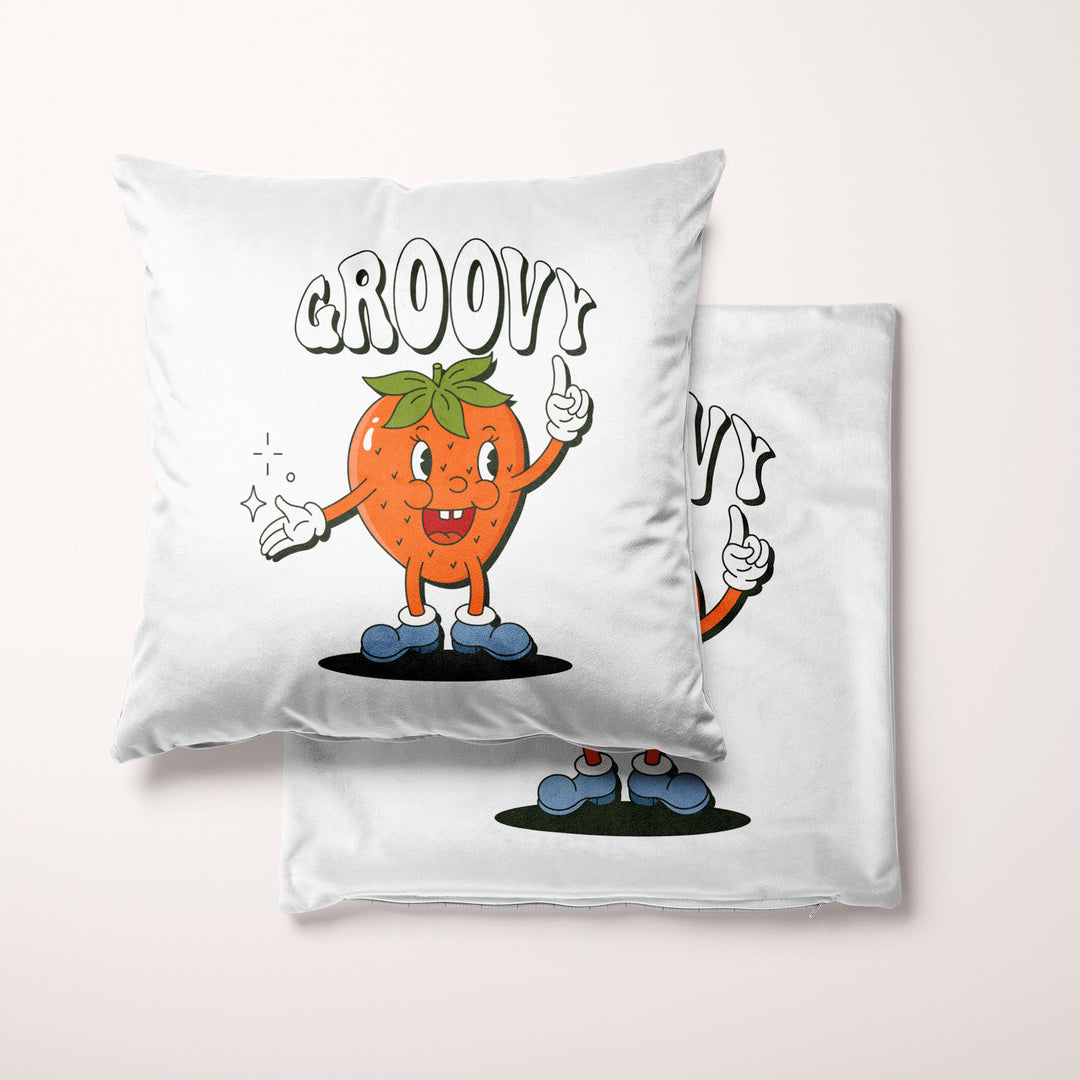 Groovy Strawberry 40cm Canvas Cushion Cover - Yililo