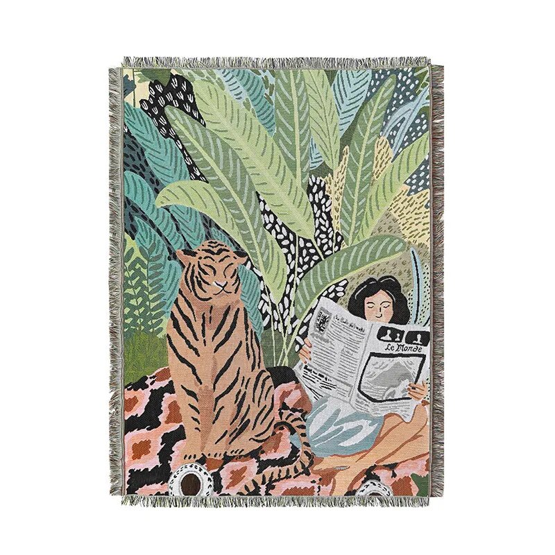 Tiger And Girl Bohemia Throw Blanket - Yililo