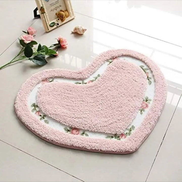 Heart Shape Flower Small Floor Mat Rug - Yililo