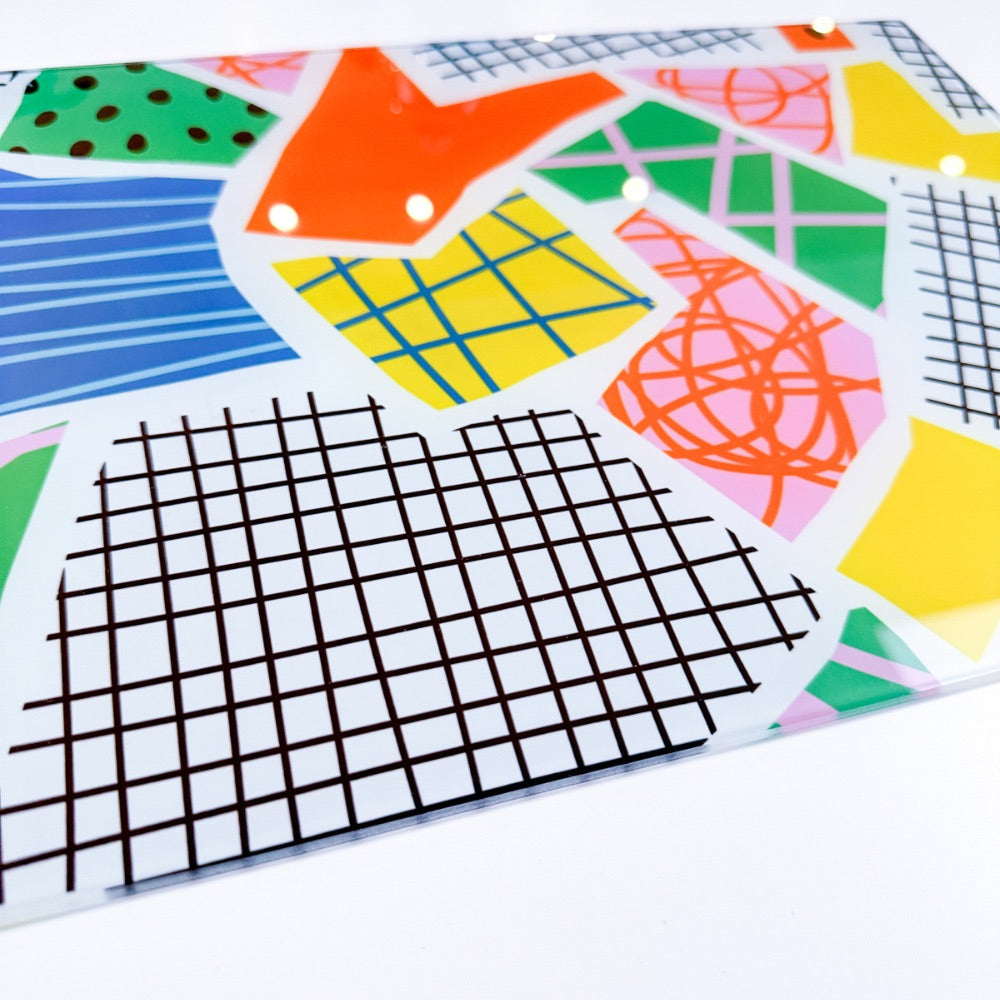 Abstract Colourful Habitat Print Glass Chopping Board